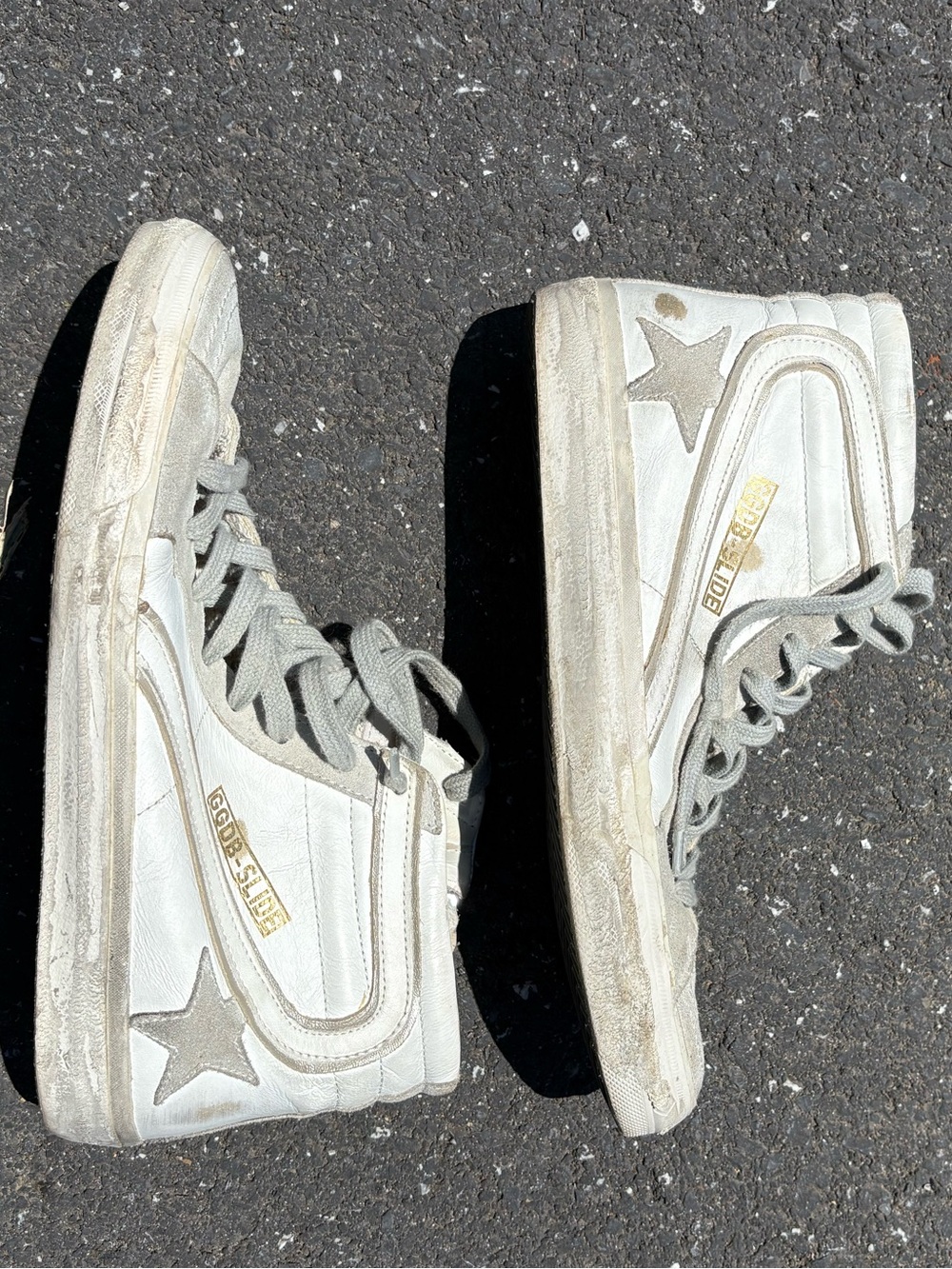 Fashion White GG and Gray High-Top Sneakers with Star
